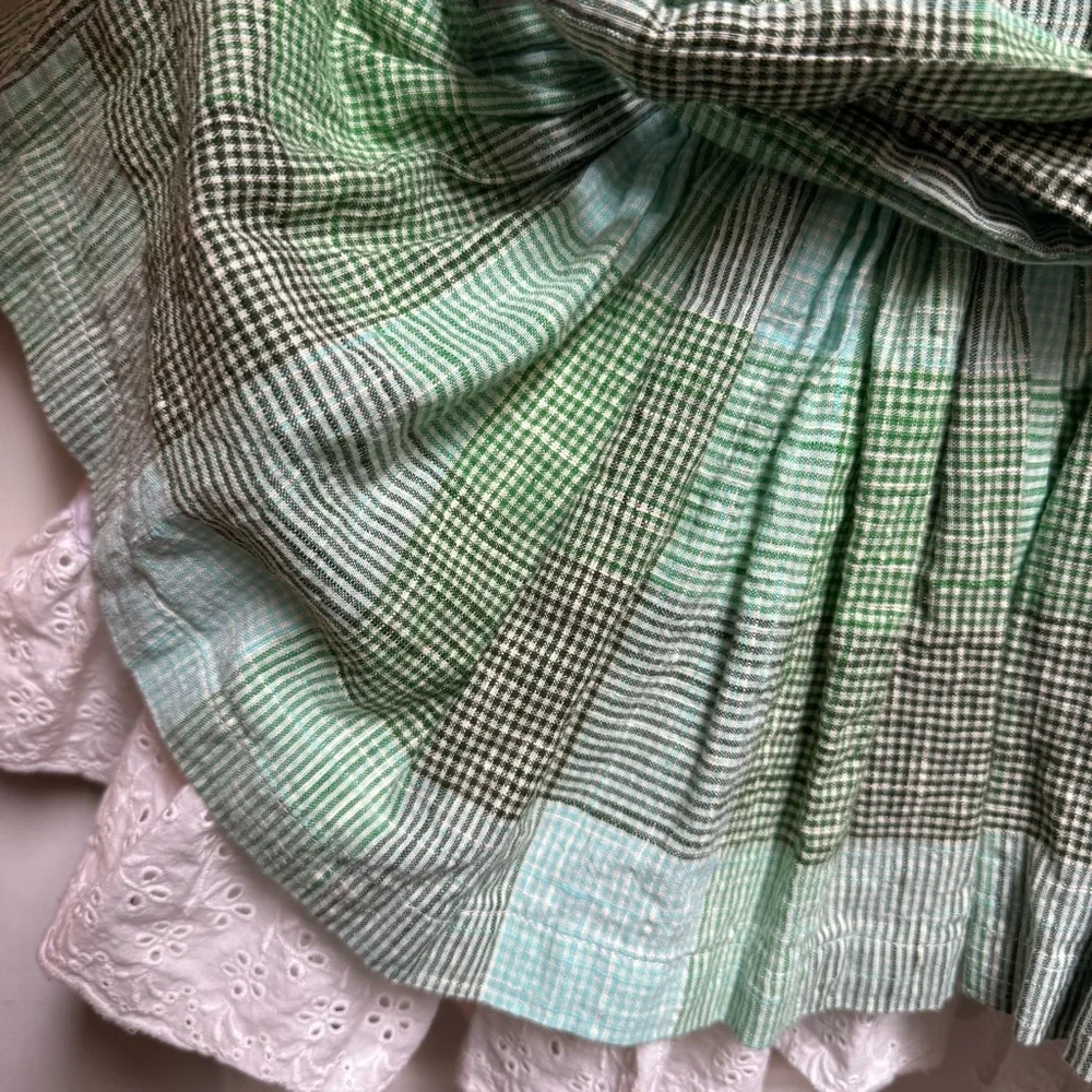 Well Dressed Wolf Holiday Plaid Green White Peter Pan Style Collar Girls size 2T